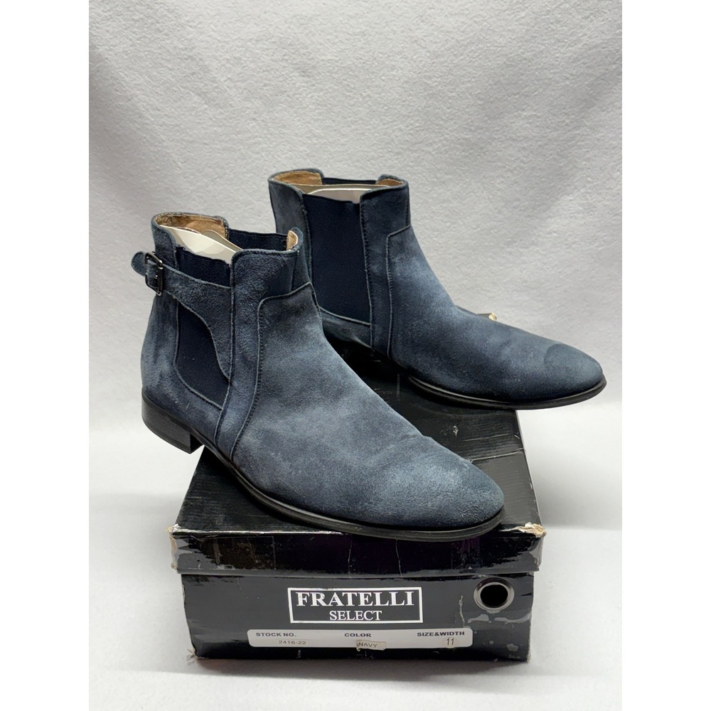 Fratelli Select Mens Navy Blue Suede Chelsea Boots Buckle Detail Size 11 2416-22